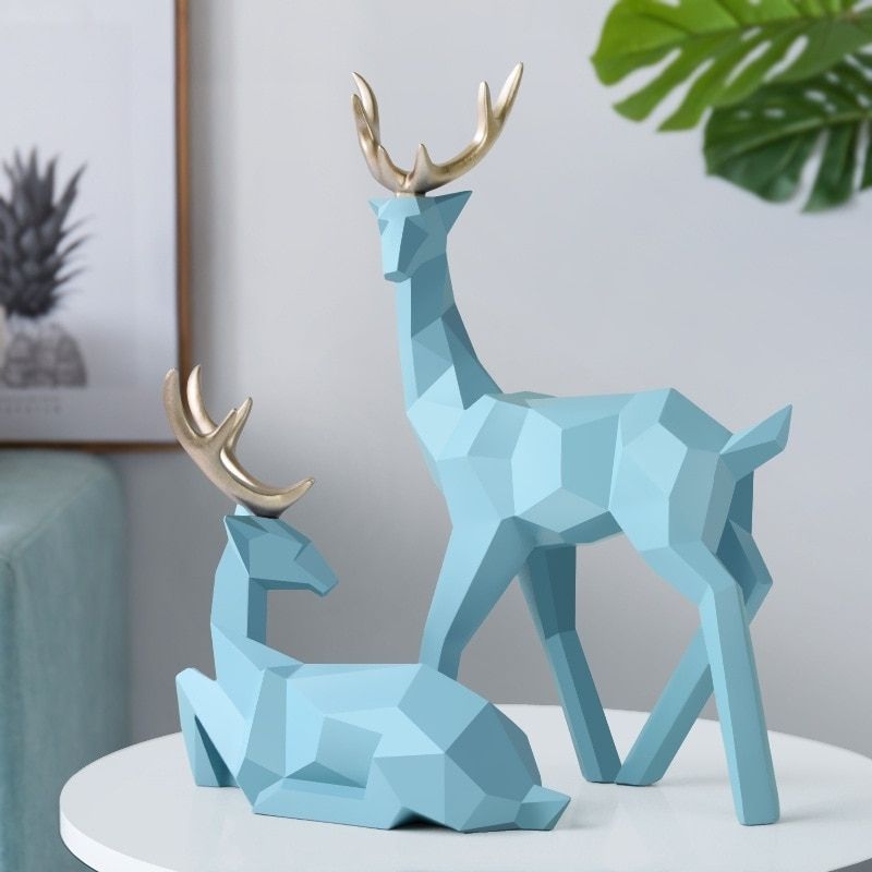 Statue Origami Cerf Bleu I Le Monde Des Statues 